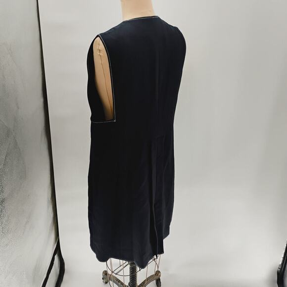 ZARA LONG dark blue vest open clasp contrast stitch long lined vest open front - Picture 7 of 12
